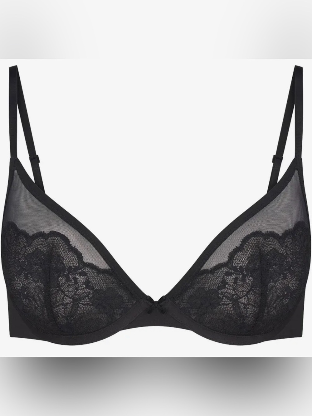 NWT SKIMS Lace Unlined Demi Bra Black Size 38DDDD